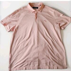 Tommy Bahama Pique Polo Shirt Pink Embroidered logo Beach Casual Mens Medium